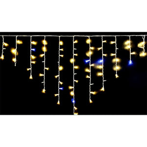 Tenda Luminosa Da Esterno IP65 5MT Con 216 Luci Led Bianco Caldo Giallo Effetto Cascata Con Connettore Prolungabile