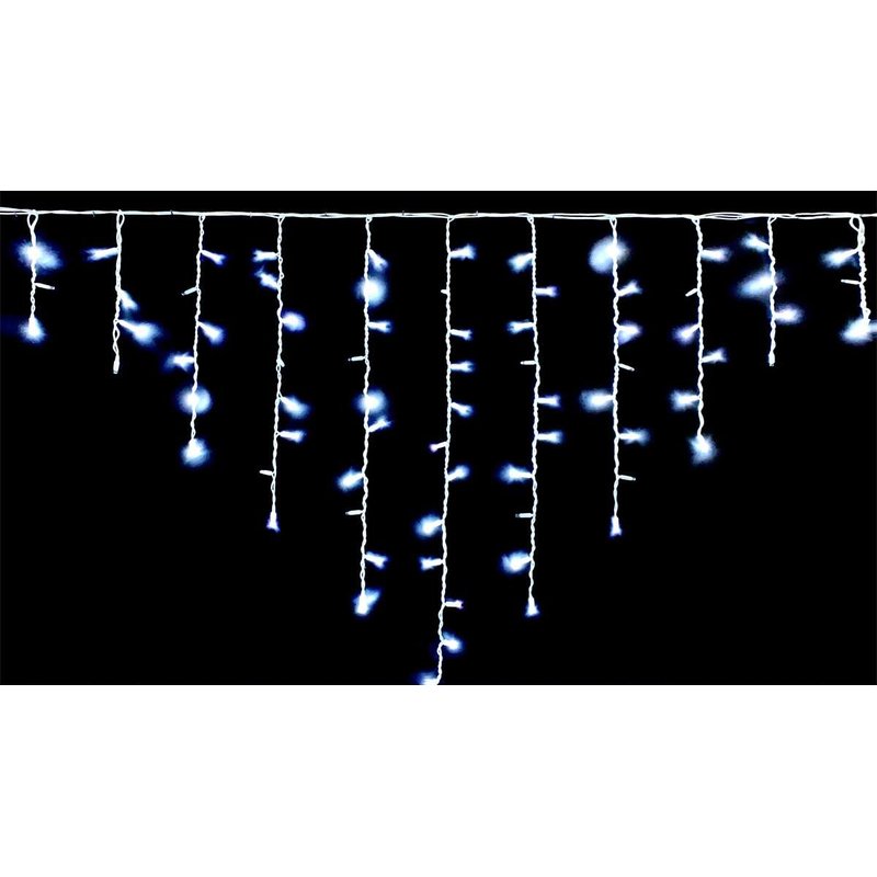 Tenda Luminosa Da Esterno IP65 5MT Con 216 Luci Led Bianco Freddo Effetto Cascata Con Connettore Prolungabile