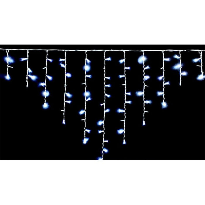 Tenda Luminosa Da Esterno IP65 5MT Con 216 Luci Led Bianco Freddo Effetto Cascata Con Connettore Prolungabile