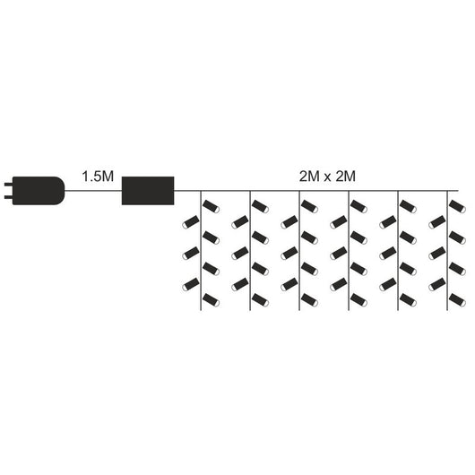 Tenda Luminosa Da Esterno Professionali 200 Luci 2M X 2M Colore Bianco Freddo Effetto Cascata 10 Tende IP65 Prolungabile