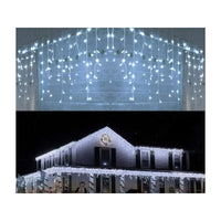 Tenda Luminosa Da Esterno Professionali 200 Luci 2M X 2M Colore Bianco Freddo Effetto Cascata 10 Tende IP65 Prolungabile