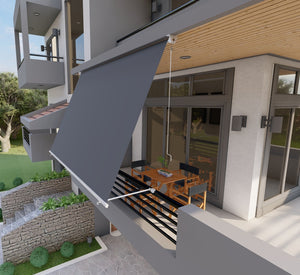 Tenda da sole a caduta con bracci 250cm telo impermeabile grigio Golisa