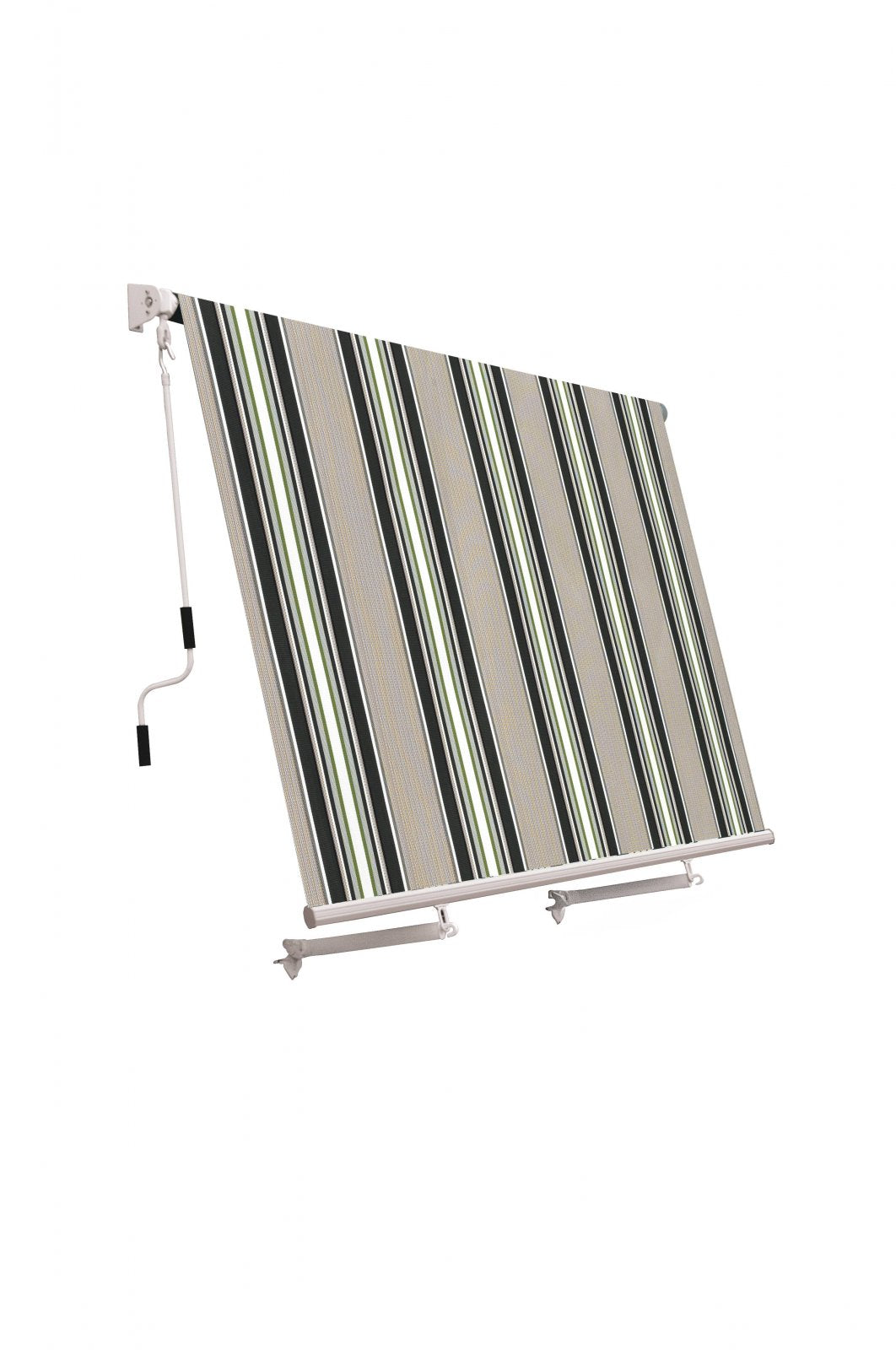 Tenda da sole a caduta con bracci L 300xH 245cm, poliestere 280 gr/mÂ² riga verde Fredi Goly