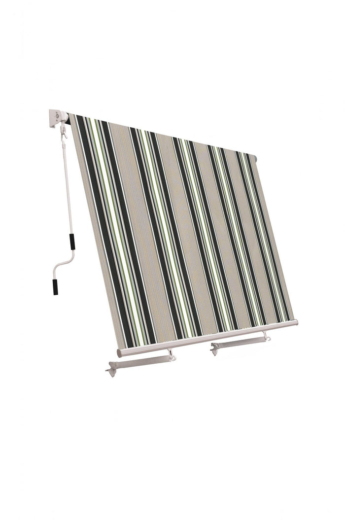 Tenda da sole a caduta con bracci L 300xH 245cm, poliestere 280 gr/mÂ² riga verde Fredi Goly