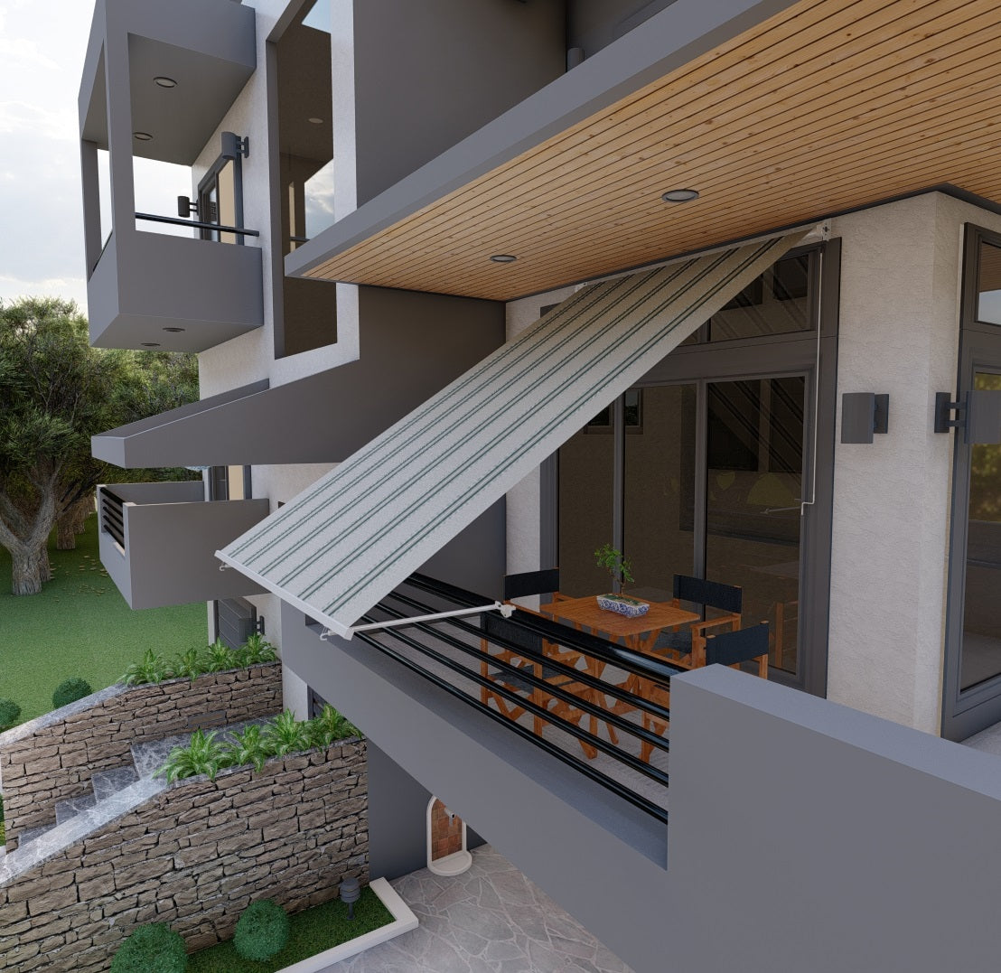 Tenda da sole a caduta con bracci per balcone terrazzo finestra 200cm Grigio Verde Golisa