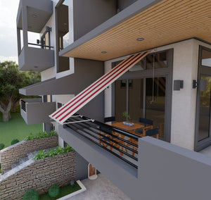 Tenda da sole a caduta con bracci per balcone terrazzo finestra 150cm Beige Bordeaux Golisa