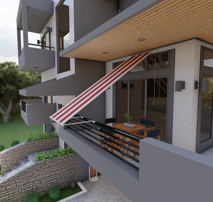 Tenda da sole a caduta con bracci per balcone terrazzo finestra 150cm Beige Bordeaux Golisa