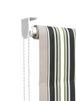 Tenda da sole a caduta, rullo avvolgibile con catenella L 200 H 250cm Fredi righe verde, grigio bianco