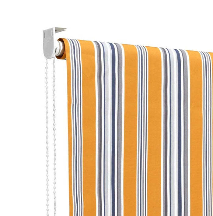Tenda da sole a caduta, rullo avvolgibile con catenella L 200 H250cm Fredi righe giallo blu bianco