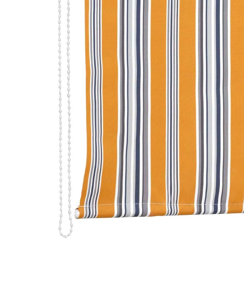 Tenda da sole a caduta, rullo avvolgibile con catenella L 200 H250cm Fredi righe giallo blu bianco