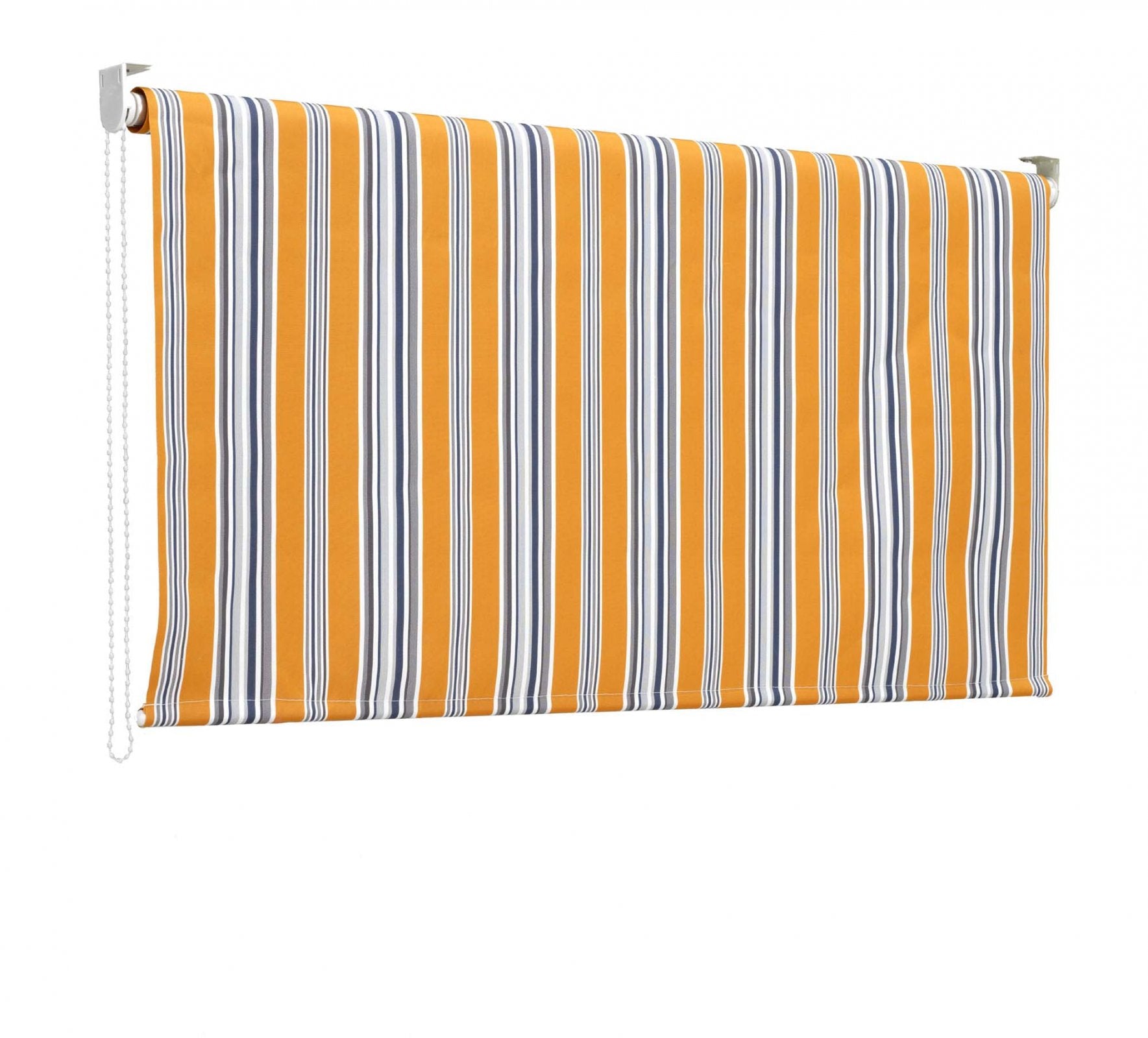 Tenda da sole a caduta, rullo avvolgibile con catenella L 200 H250cm Fredi righe giallo blu bianco