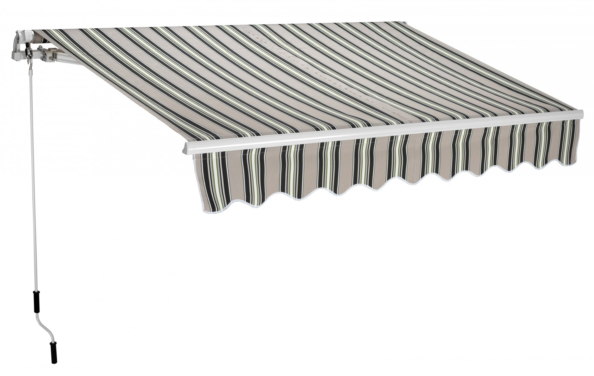 Tenda da sole a parete L.300xH.200cm, in poliestere 280 gr/m² riga verde Fredi