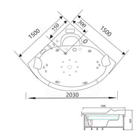 Vasca idromassaggio 150 X 150 cm cromoterapia 12 getti – Tenerife