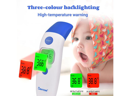 Termometro Berrcom Febbre Fronte e Orecchio Infrarossi Neonato Senza Contatto Termometro Digitale con Lettura Istantanea Allarme Febbre Interruttore °C/°F