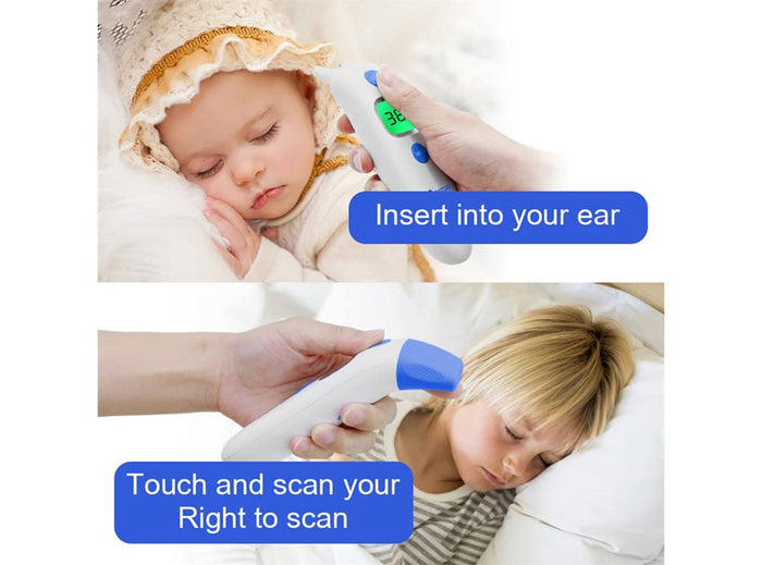 Termometro Berrcom Febbre Fronte e Orecchio Infrarossi Neonato Senza Contatto Termometro Digitale con Lettura Istantanea Allarme Febbre Interruttore °C/°F