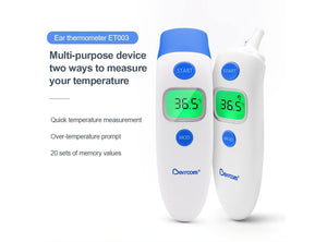 Termometro Berrcom Febbre Fronte e Orecchio Infrarossi Neonato Senza Contatto Termometro Digitale con Lettura Istantanea Allarme Febbre Interruttore °C/°F