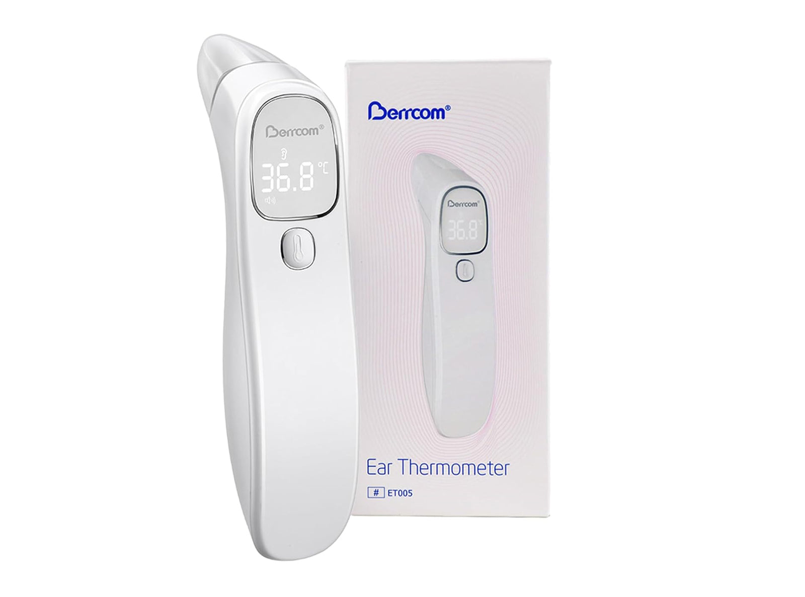 Termometro Fronte e Orecchio Infrarossi Senza Contatto per Neonati Digitale con Lettura Istantanea Allarme Febbre Interruttore °C/°F Berrcom ET005