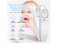 Termometro Fronte e Orecchio Infrarossi Senza Contatto per Neonati Digitale con Lettura Istantanea Allarme Febbre Interruttore °C/°F Berrcom ET005