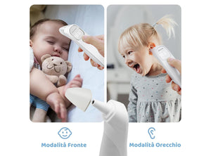 Termometro Fronte e Orecchio Infrarossi Senza Contatto per Neonati Digitale con Lettura Istantanea Allarme Febbre Interruttore °C/°F Berrcom ET005