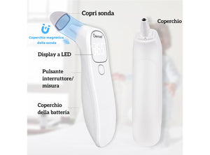 Termometro Fronte e Orecchio Infrarossi Senza Contatto per Neonati Digitale con Lettura Istantanea Allarme Febbre Interruttore °C/°F Berrcom ET005