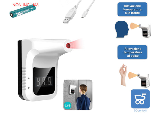 Termometro a infrarossi Frontale a Parete Automatico, Strumento di misurazione della Temperatura Senza Contatto Risultati istantanei precisi per l'entrata della comunità della Scuola del supermercato palestre micro usb 0-50°