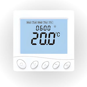 Termostato Digitale 220V da Incasso, Cronotermostato Settimanale con Tasti Manuali, Schermo LCD Retroilluminato, Per Caldaia a Gas, Installazione a Incasso Scatola 502 o 86x86mm