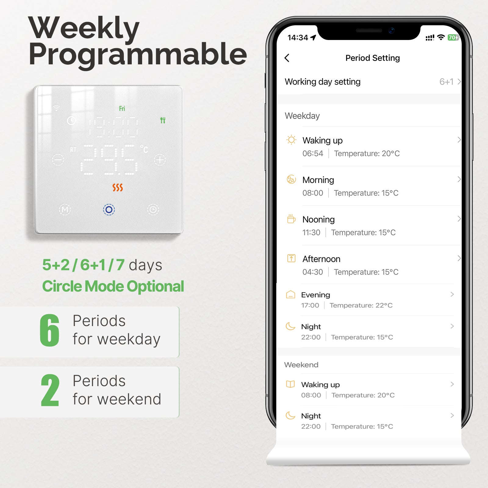 Termostato WIFI Con Batteria Nero, Per Caldaia a Gas Boiler, APP TUYA Smart Life, Quadrata Montaggio da Esterno Oppure Incasso Scatola 502