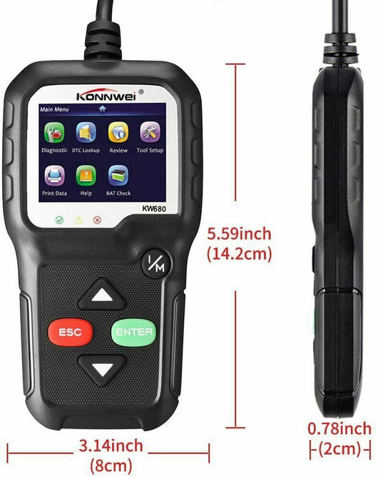 Tester OBDII/OBD2 EOBD II scanner KW680 lettore codice diagnostica centralina