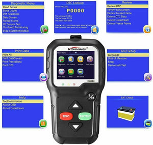 Tester OBDII/OBD2 EOBD II scanner KW680 lettore codice diagnostica centralina