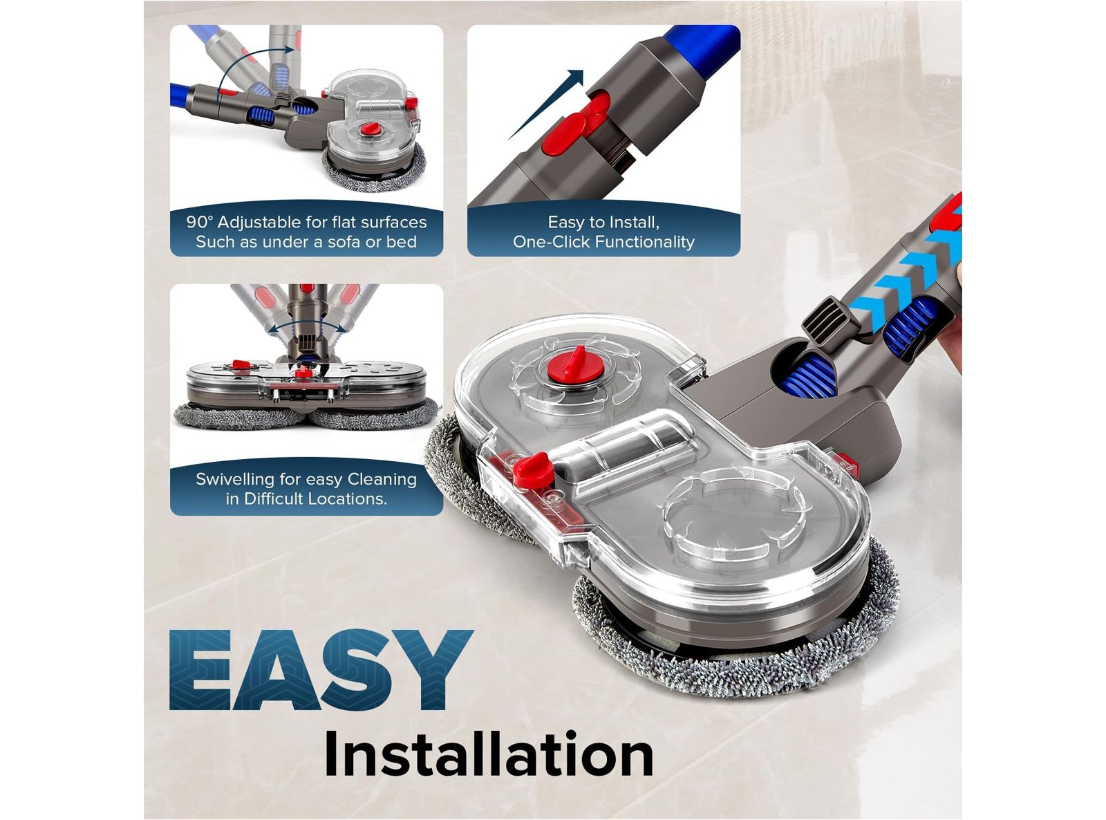 Testina Mocio Compatibile con Dyson Elettrico modelli V7 V8 V10 V11 V15 con 6 Panni Lavabili e 1 Serbatoio dell'Acqua Rimovibile