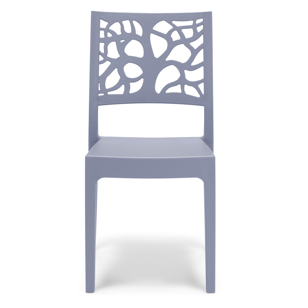 Set 4 sedie in polipropilene TETI, impilabile, resistente ai raggi UV, design moderno, ideale per sala da pranzo, cucina, sala d’attesa, bar, ristoranti o giardino, colore Avio