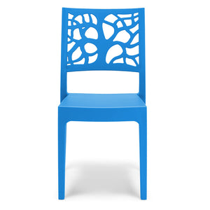 Set 6 sedie in polipropilene TETI, impilabile, resistente ai raggi UV, design moderno, ideale per sala da pranzo, cucina, sala d’attesa, bar, ristoranti o giardino, colore Azzurro