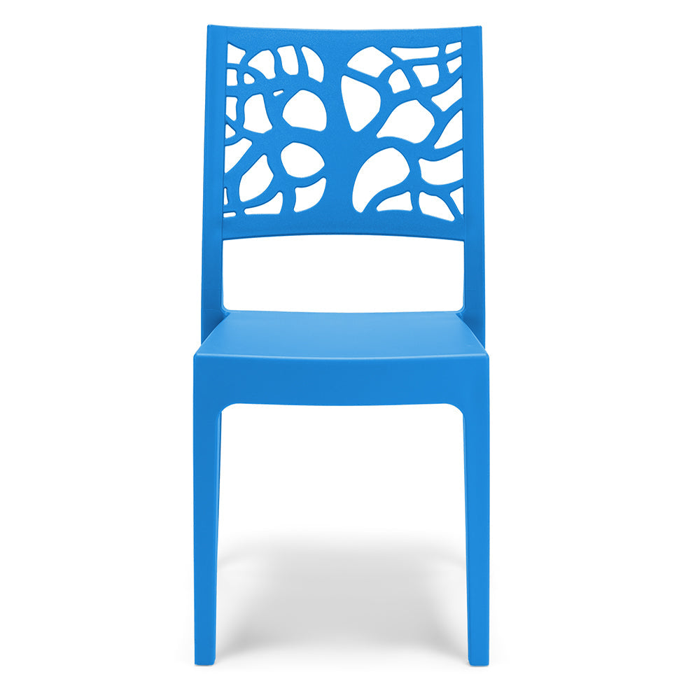 Sedia in polipropilene TETI, impilabile, resistente ai raggi UV, design moderno, ideale per sala da pranzo, cucina, sala d’attesa, bar, ristoranti o giardino, colore Azzurro