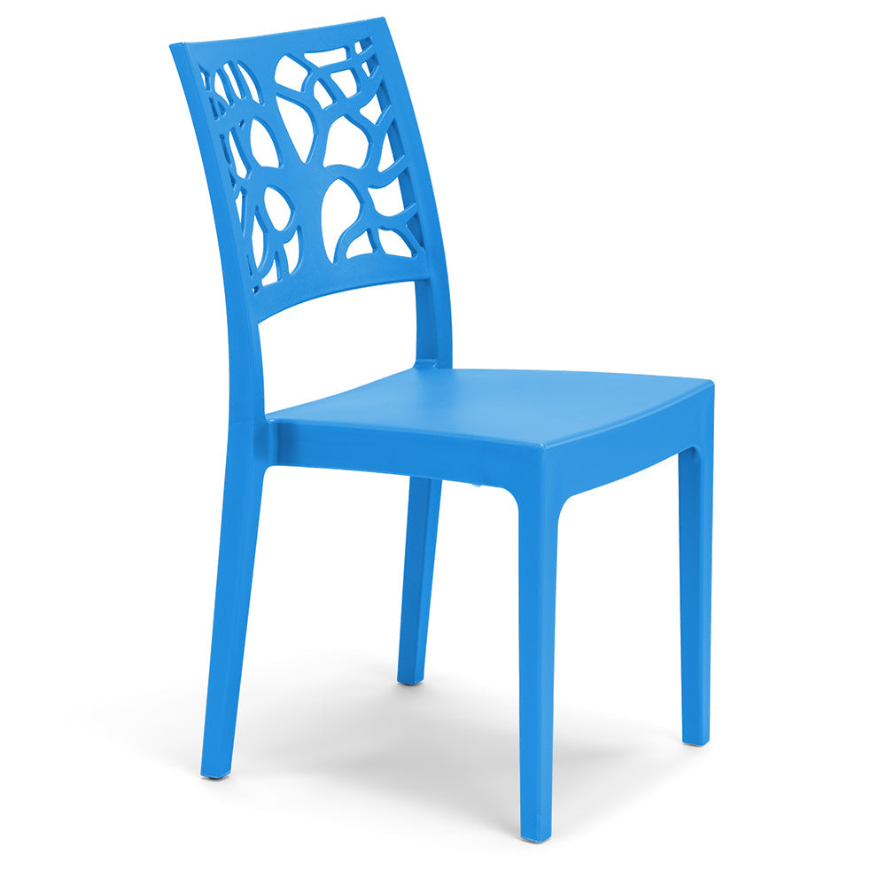 Set 6 sedie in polipropilene TETI, impilabile, resistente ai raggi UV, design moderno, ideale per sala da pranzo, cucina, sala d’attesa, bar, ristoranti o giardino, colore Azzurro