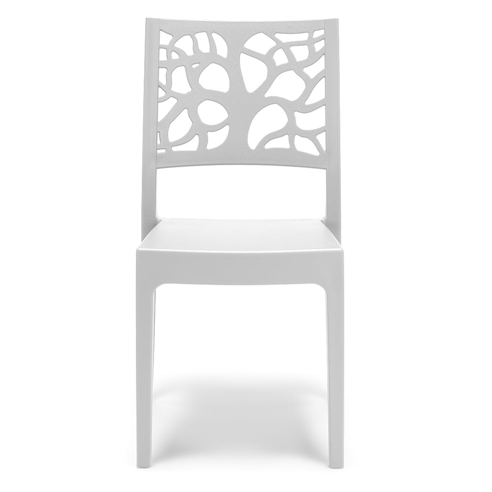 Set 2 sedie in polipropilene TETI, impilabile, resistente ai raggi UV, design moderno, ideale per sala da pranzo, cucina, sala d’attesa, bar, ristoranti o giardino, colore Bianco