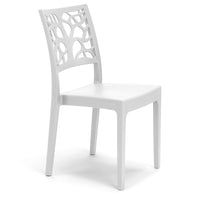 Set 2 sedie in polipropilene TETI, impilabile, resistente ai raggi UV, design moderno, ideale per sala da pranzo, cucina, sala d’attesa, bar, ristoranti o giardino, colore Bianco