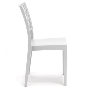 Set 2 sedie in polipropilene TETI, impilabile, resistente ai raggi UV, design moderno, ideale per sala da pranzo, cucina, sala d’attesa, bar, ristoranti o giardino, colore Bianco