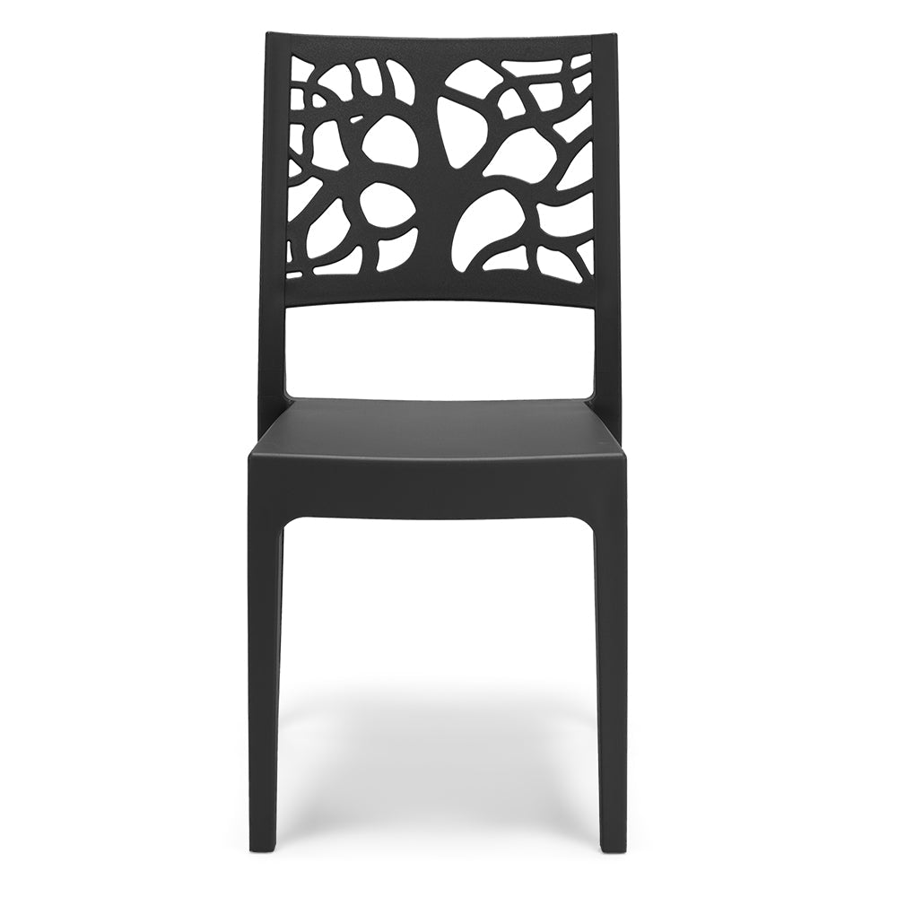 Set 4 sedie in polipropilene TETI, impilabile, resistente ai raggi UV, design moderno, ideale per sala da pranzo, cucina, sala d’attesa, bar, ristoranti o giardino, colore Ghisa