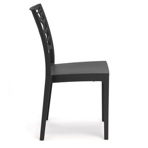 Set 4 sedie in polipropilene TETI, impilabile, resistente ai raggi UV, design moderno, ideale per sala da pranzo, cucina, sala d’attesa, bar, ristoranti o giardino, colore Ghisa