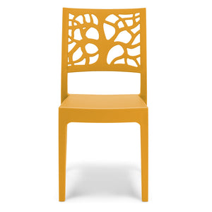 Set 2 sedie in polipropilene TETI, impilabile, resistente ai raggi UV, design moderno, ideale per sala da pranzo, cucina, sala d’attesa, bar, ristoranti o giardino, colore Giallo Ocra