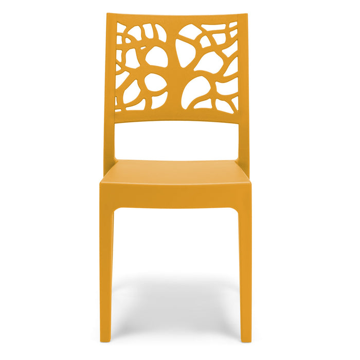 Set 2 sedie in polipropilene TETI, impilabile, resistente ai raggi UV, design moderno, ideale per sala da pranzo, cucina, sala d’attesa, bar, ristoranti o giardino, colore Giallo Ocra
