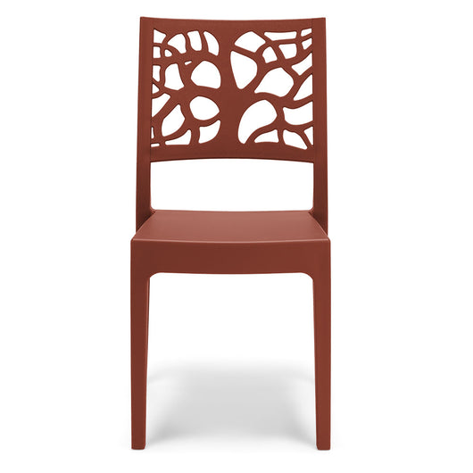 Sedia in polipropilene TETI, impilabile, resistente ai raggi UV, design moderno, ideale per sala da pranzo, cucina, sala d’attesa, bar, ristoranti o giardino, colore Mattone