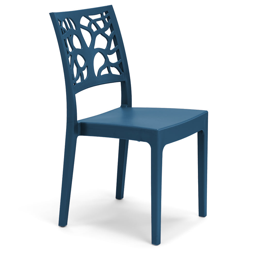 Set 4 sedie in polipropilene TETI, impilabile, resistente ai raggi UV, design moderno, ideale per sala da pranzo, cucina, sala d’attesa, bar, ristoranti o giardino, colore Petrolio