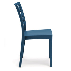 Set 4 sedie in polipropilene TETI, impilabile, resistente ai raggi UV, design moderno, ideale per sala da pranzo, cucina, sala d’attesa, bar, ristoranti o giardino, colore Petrolio