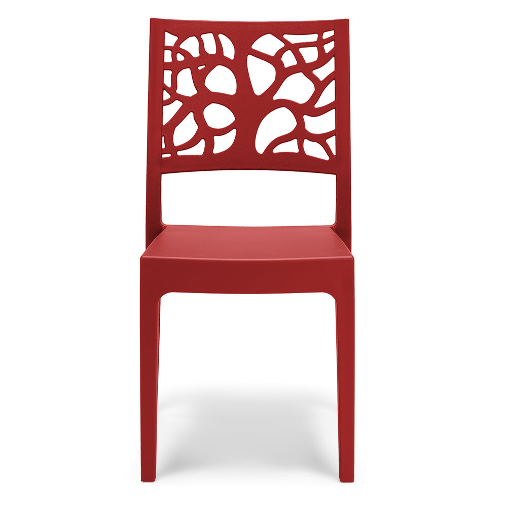 Sedia in polipropilene TETI, impilabile, resistente ai raggi UV, design moderno, ideale per sala da pranzo, cucina, sala d’attesa, bar, ristoranti o giardino, colore Rosso