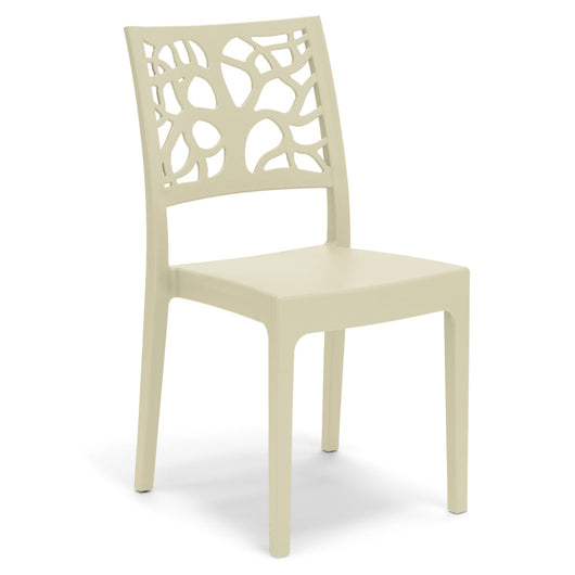 Set 6 sedie in polipropilene TETI, impilabile, resistente ai raggi UV, design moderno, ideale per sala da pranzo, cucina, sala d’attesa, bar, ristoranti o giardino, colore Sabbia