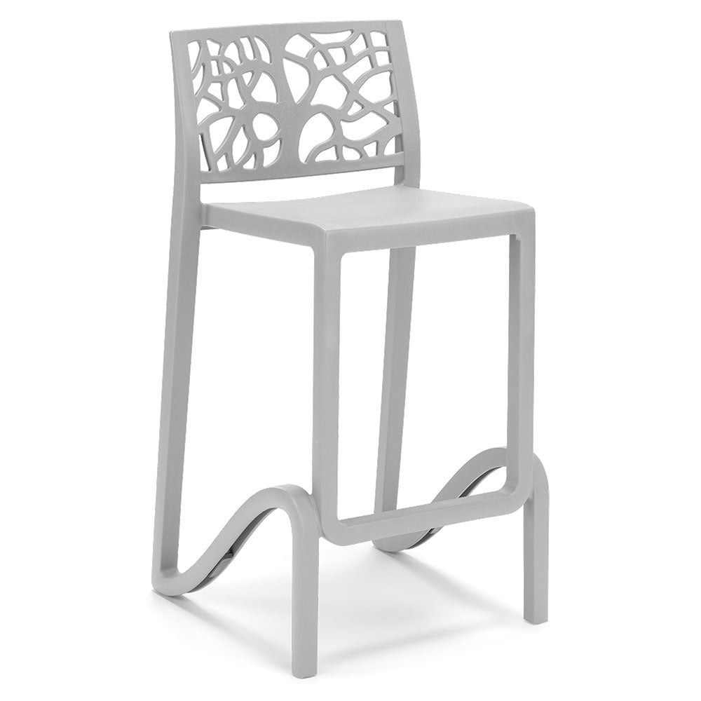 Set 4 sgabelli in polipropilene TETI altezza seduta 65cm, impilabile, idrorepellente, resistente ai raggi UV, design moderno e innovativo, ideale per la cucina, la veranda o giardino colore Bianco