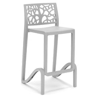 Set 4 sgabelli in polipropilene TETI altezza seduta 65cm, impilabile, idrorepellente, resistente ai raggi UV, design moderno e innovativo, ideale per la cucina, la veranda o giardino colore Bianco