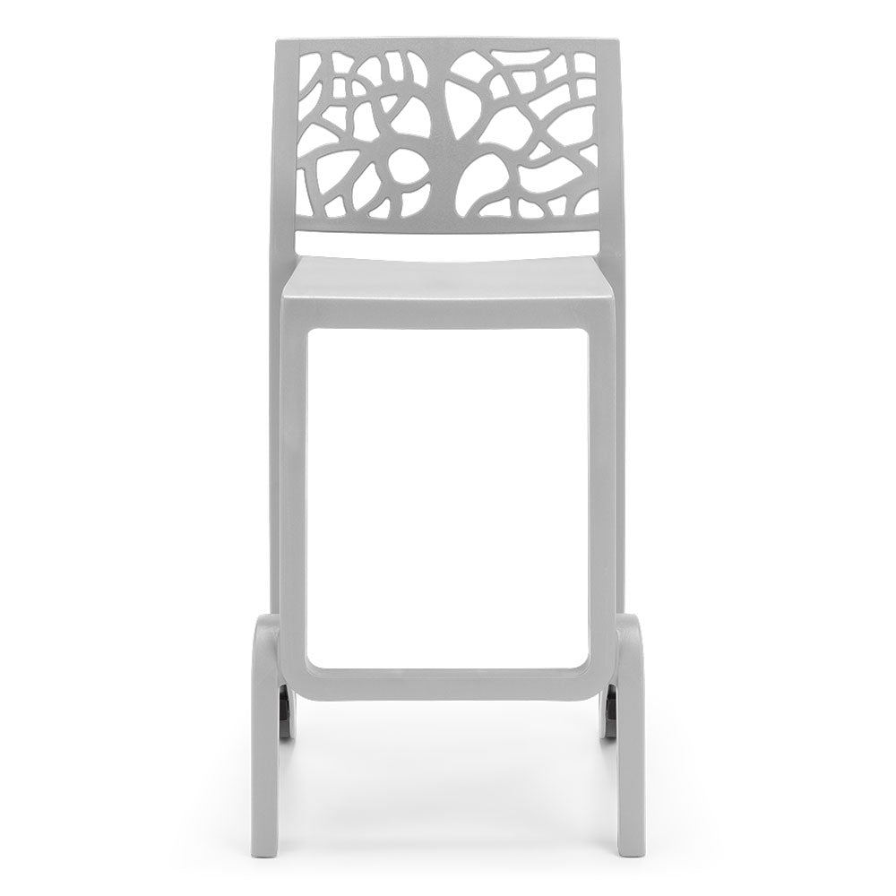 Set 3 sgabelli in polipropilene TETI altezza seduta 65cm, impilabile, idrorepellente, resistente ai raggi UV, design moderno e innovativo, ideale per la cucina, la veranda o giardino colore Bianco