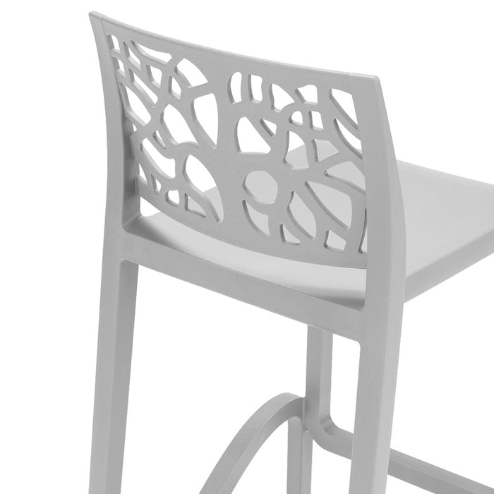 Set 3 sgabelli in polipropilene TETI altezza seduta 65cm, impilabile, idrorepellente, resistente ai raggi UV, design moderno e innovativo, ideale per la cucina, la veranda o giardino colore Bianco